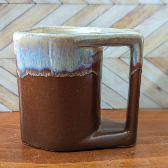Rodolfo Padilla Artist Signed Drip Glazed Coffee Mug- Brown Drip Glaze - Picture 1 of 7